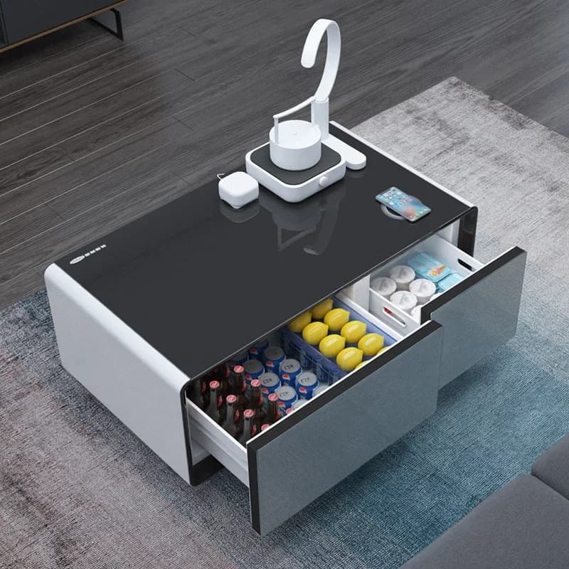 Primst Mini Coffee Table Built In Refrigerator Supporting Phone Wireless Charging Two USB Ports