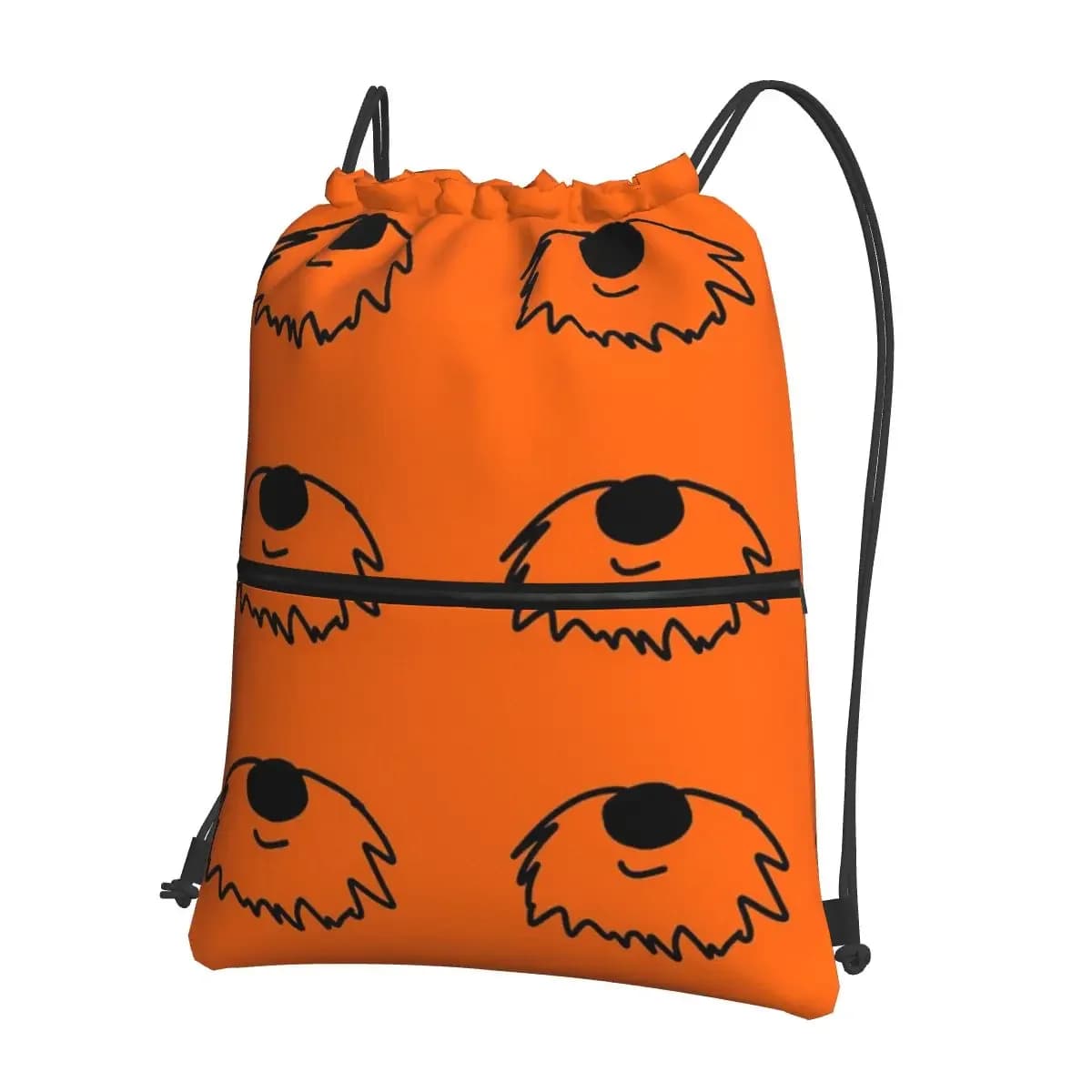 Orange Schnauzer Beard Schnauzerfest Portable Backpacks Drawstring Bag Drawstring Bundle Pocket Storage Bags For School Students