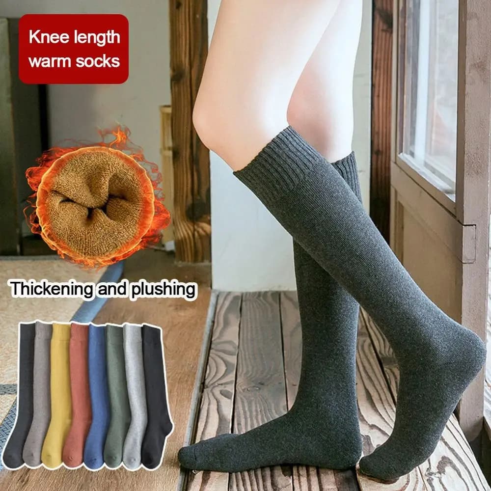 Cotton Winter Compression Stocking Thicken Warm Knee High Long Leg Terry Socks Breathable Solid Color Thermal Calf Socks