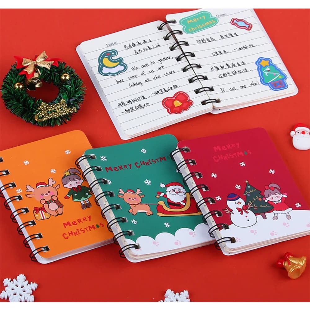 Christmas Snowman Santa Claus Elk A7 Coil Notebook 40 Pages Pocket Notepad Office School Learn Supplies Mini Diary Journal