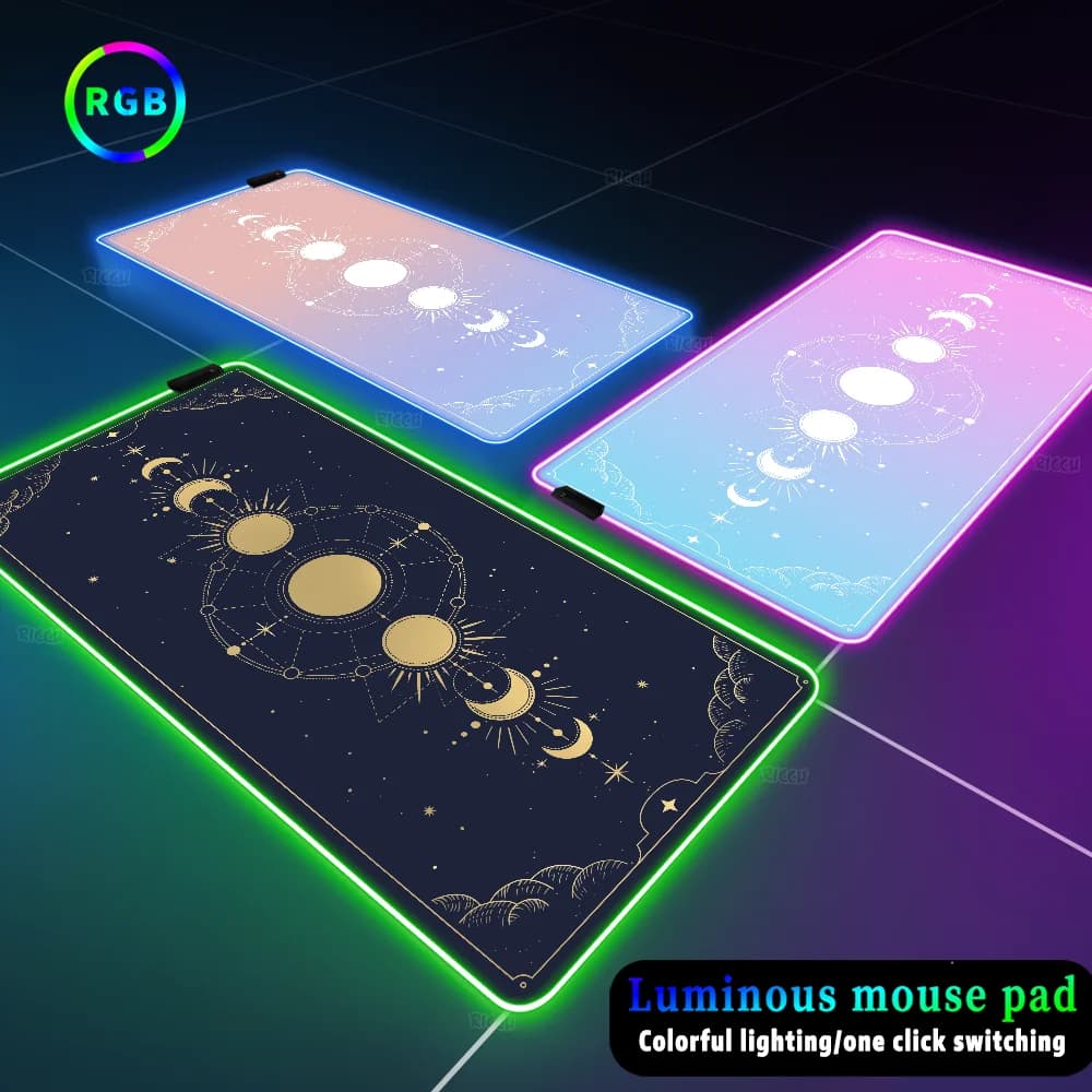 Backlight Mousepad Colorful glow RGB Computer Gaming Tarot mouse pad Astrology rug Lighting table mat Magic Card Expansion pad