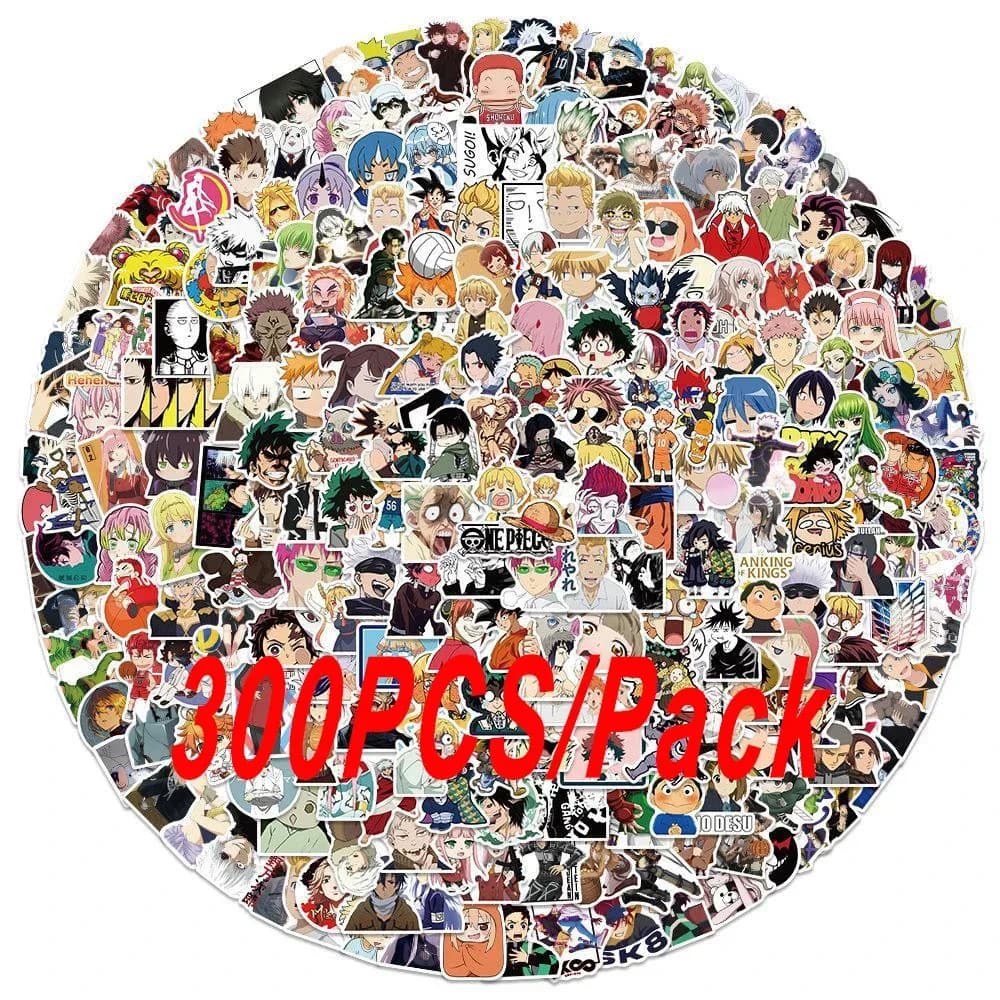 100/300Pcs Mixed Anime Stickers Cartoon Sticker Decals Laptop Motorcycle Luggage Phone Waterproof Sticker for Children Toy