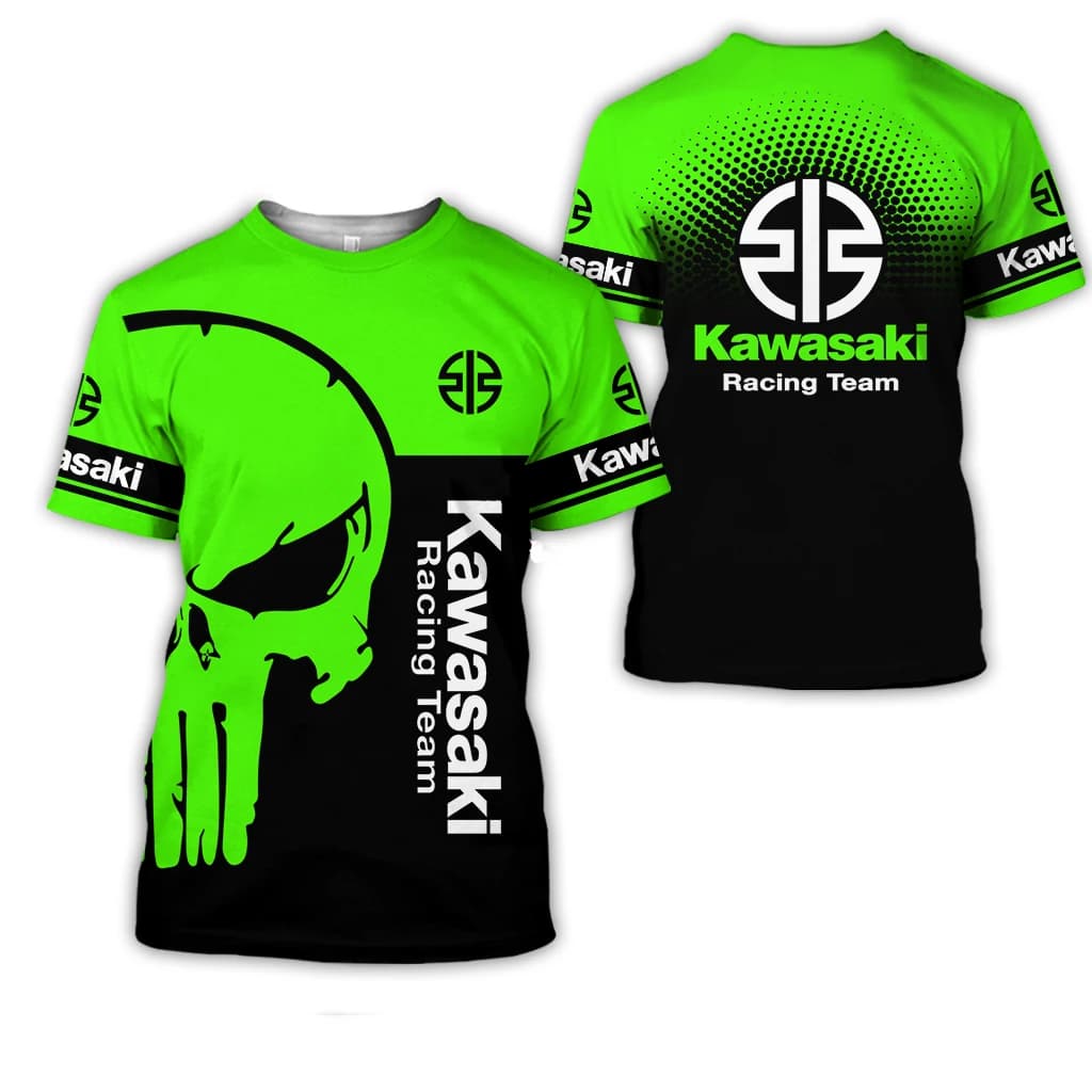 2024 Summer New Men's Motorcycle Kawasaki Logo 3D Printed Casual T-shirt Women's Children's Street Large Top