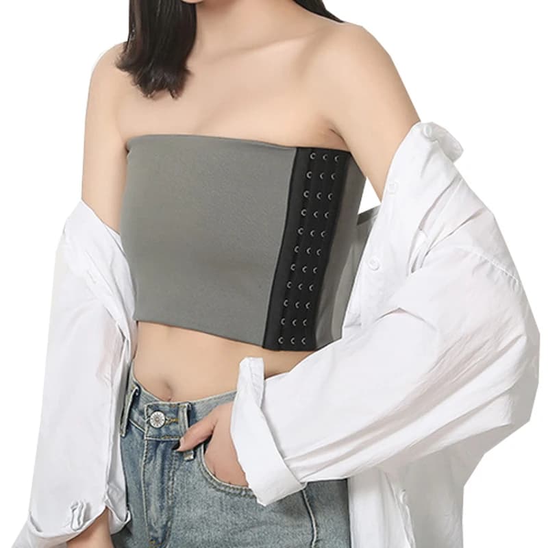 HaleyChan Women's Tomboy Trans Lesbian Transgender FTM Plus Size Strapless Chest Binder Top with 20Cm Elastic Band Strapless Top