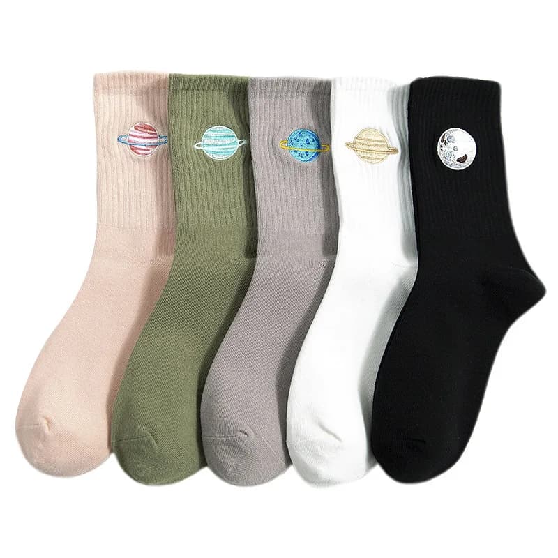 Autumn Cute Japanese Harajuku Woman Socks Planet Magic Array Embroidery Long Socks Korean Women Style Kawaii Girls