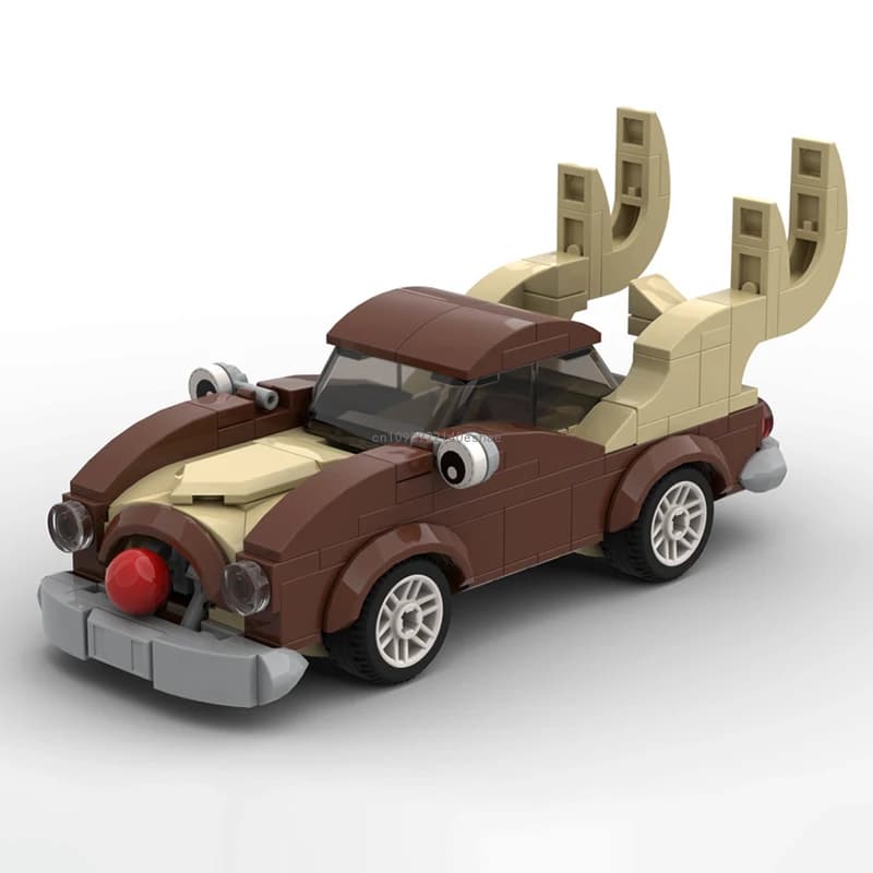 MOC Rudolph The Red Nosed Race Car Champion Classic Supercar Building Blocks Brick Technique Creative Garage DIY Toys Kids Gift
