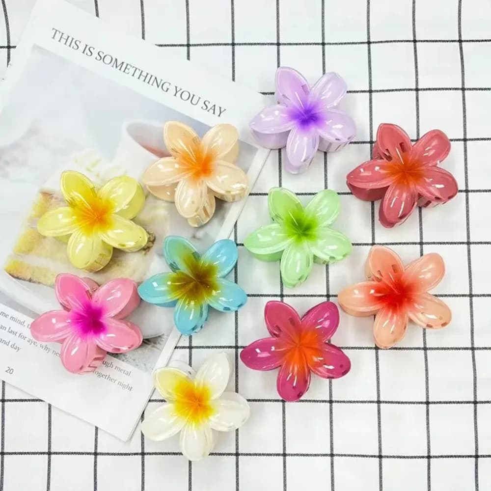 Fashion Women Flower Hair Claws Hawaiian Gradient Hair Clips Shark Hairpins Vacation Beach Style Hairpins Girls Hair Accessories