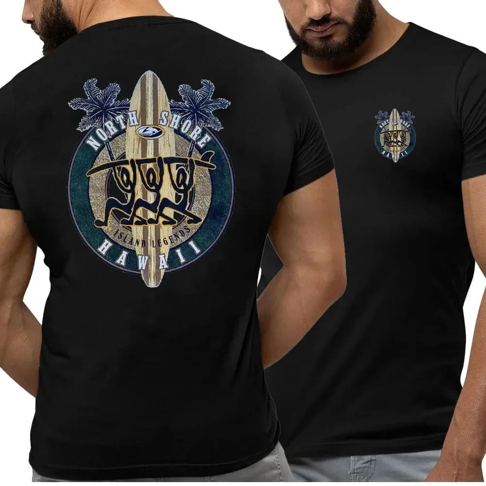 Hawaiian Traditions North Shore Hawaii Surfing Men Women White High Qulaty Cotton T-shirt Comfortable Beach-style Surf Tee Tops