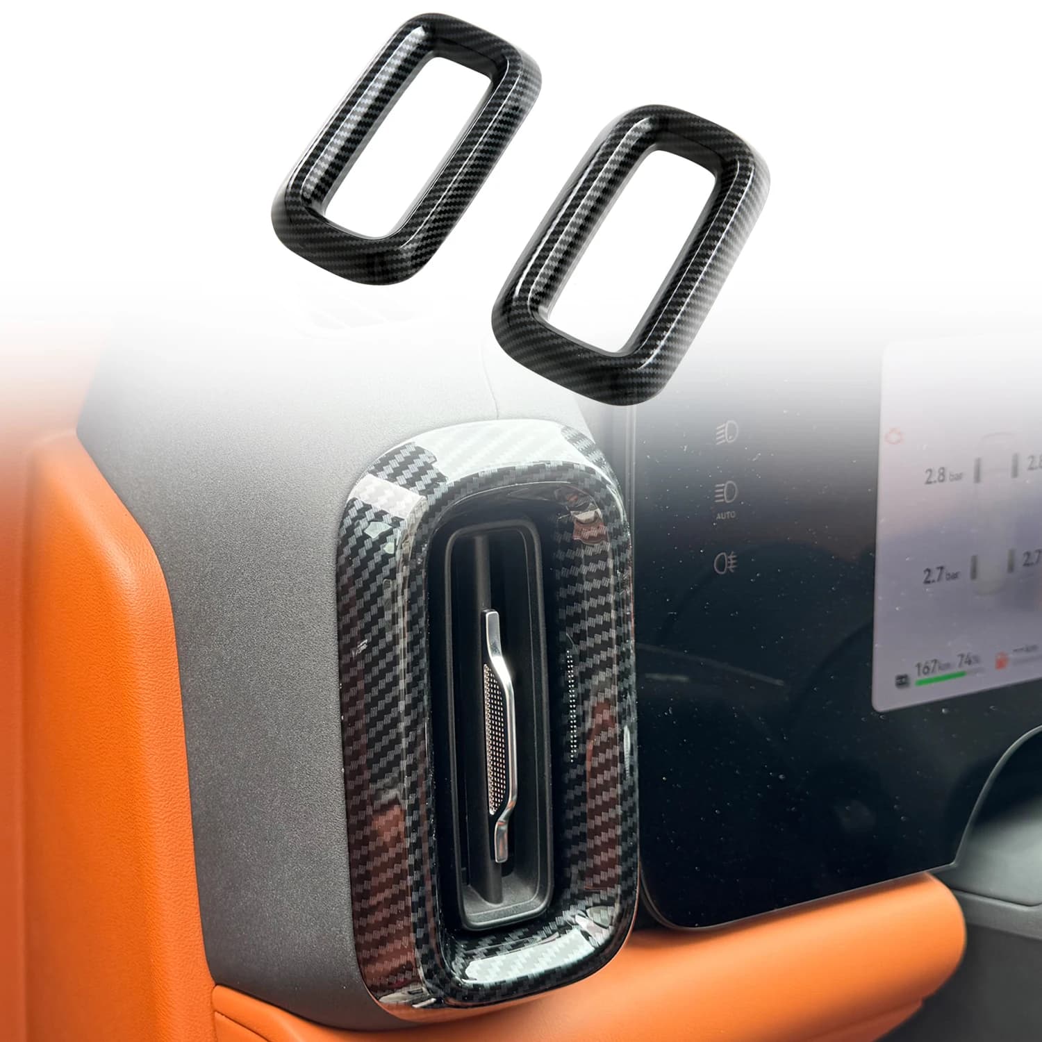 For Aito M9 2024 Car Accessories ABS Carbon Fiber Style Interior Front Side Air Vent Outlet Cover Trim 2pcs