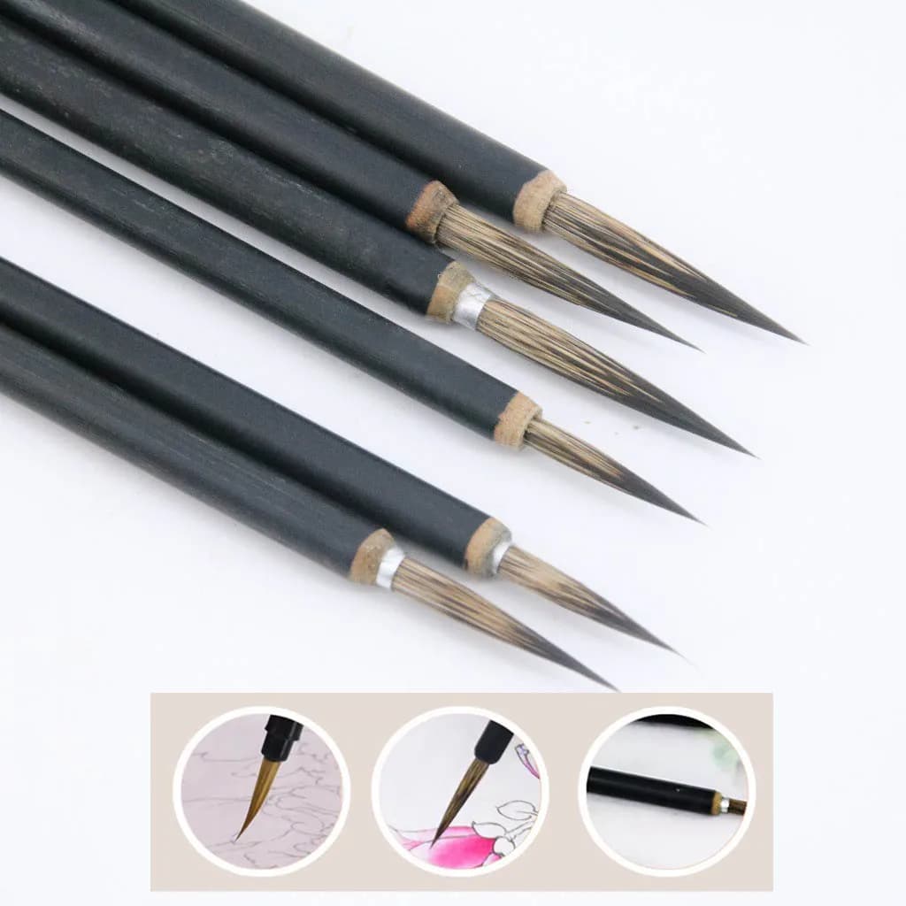 3Pcs/Set Line Pen Chinese Calligraphy Boutique Color Pottery Painting Detail Brush Ceramic Glazing Black Bamboo Brushes Art Tool