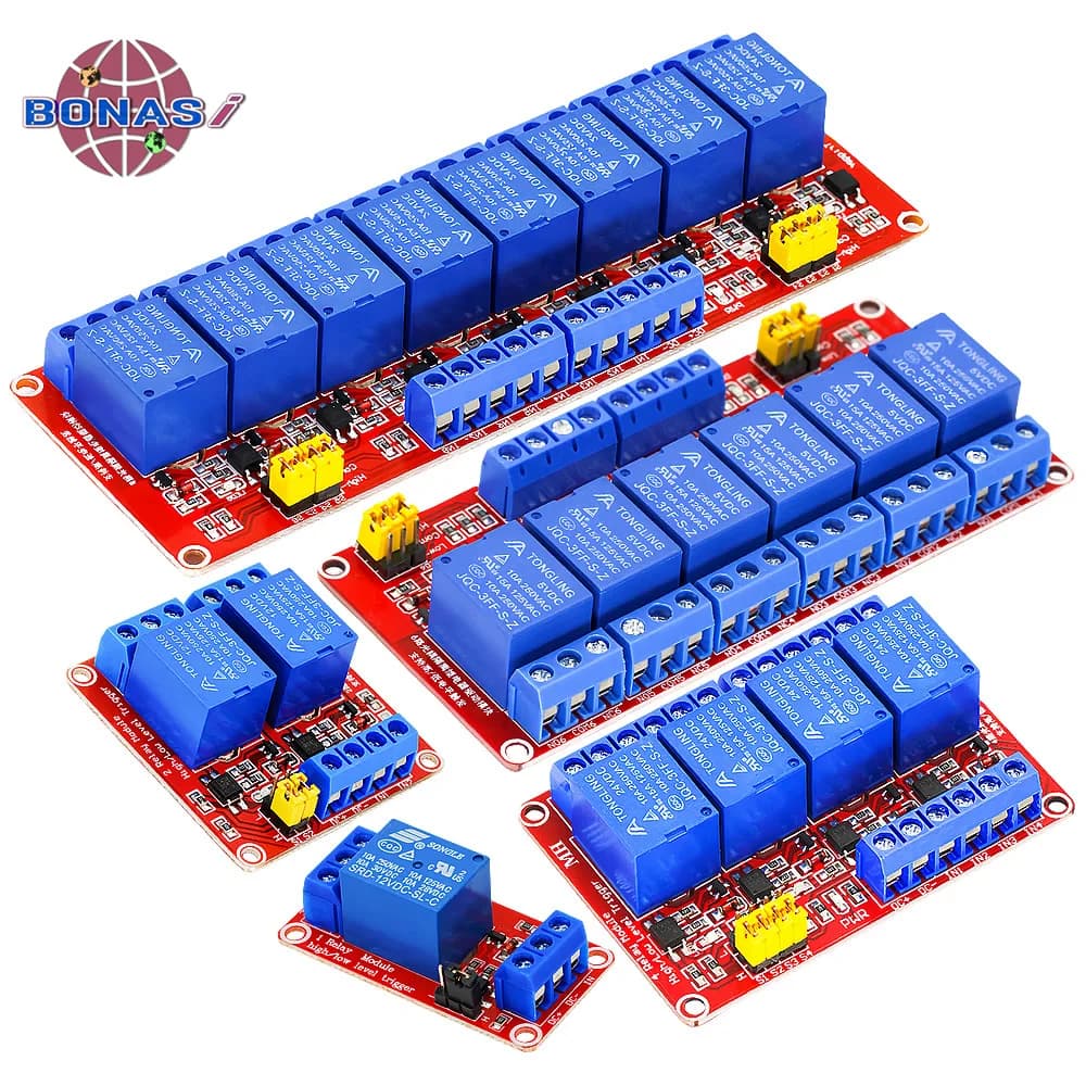 Relay Module 1 2 4 6 8 Channel 5V 12V 24V Relay Module Board with Optocoupler Support High and Low Level Trigger for Arduino