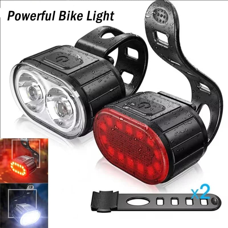 Self Defense Bicycle Lights USB Rechargeable Bicycle Front and Rear Light Front Lamp Taillight Cycling Lantern Bike Flashlight
