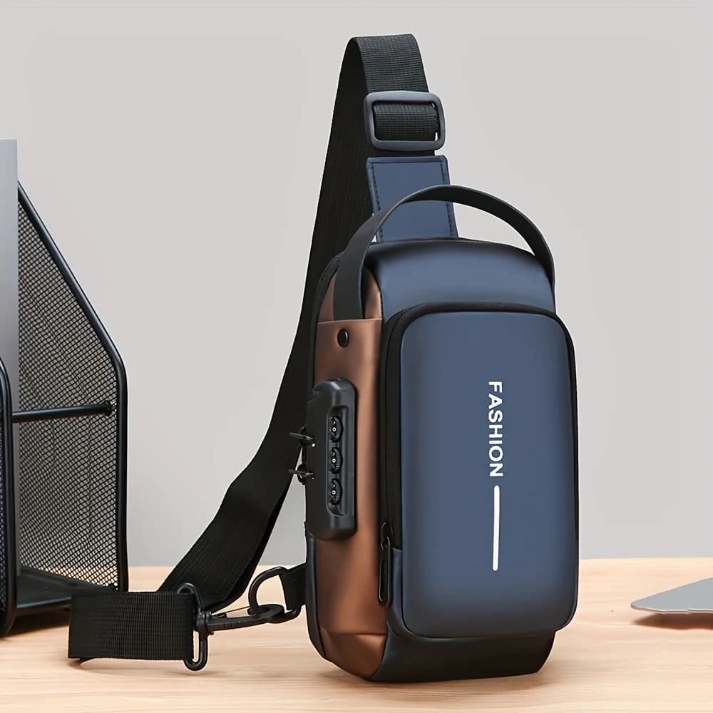 Stylish Men's Sling Bag - Durable Oxford Fabric, Crossbody Chest Pack with Phone Pocket, Zip Closure for Daily Commute