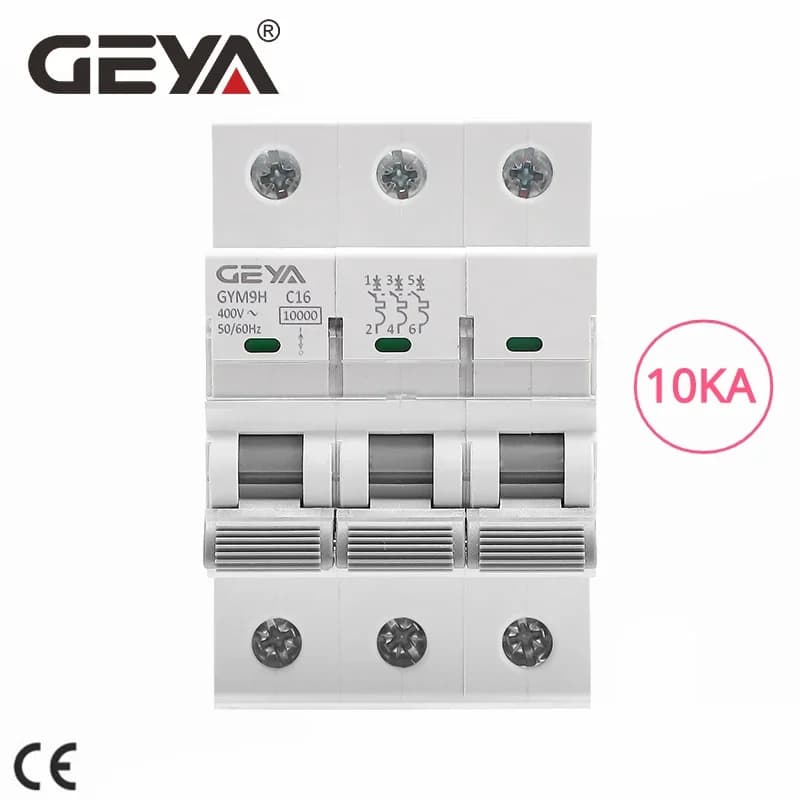 GEYA GYM9H 3P MCB 6A-63A 10KA Mini disyuntor Din Rail Circuit Breaker 6A 10A 16A 20A 25A 32A 40A 50A 63A AC Type MCB 400V