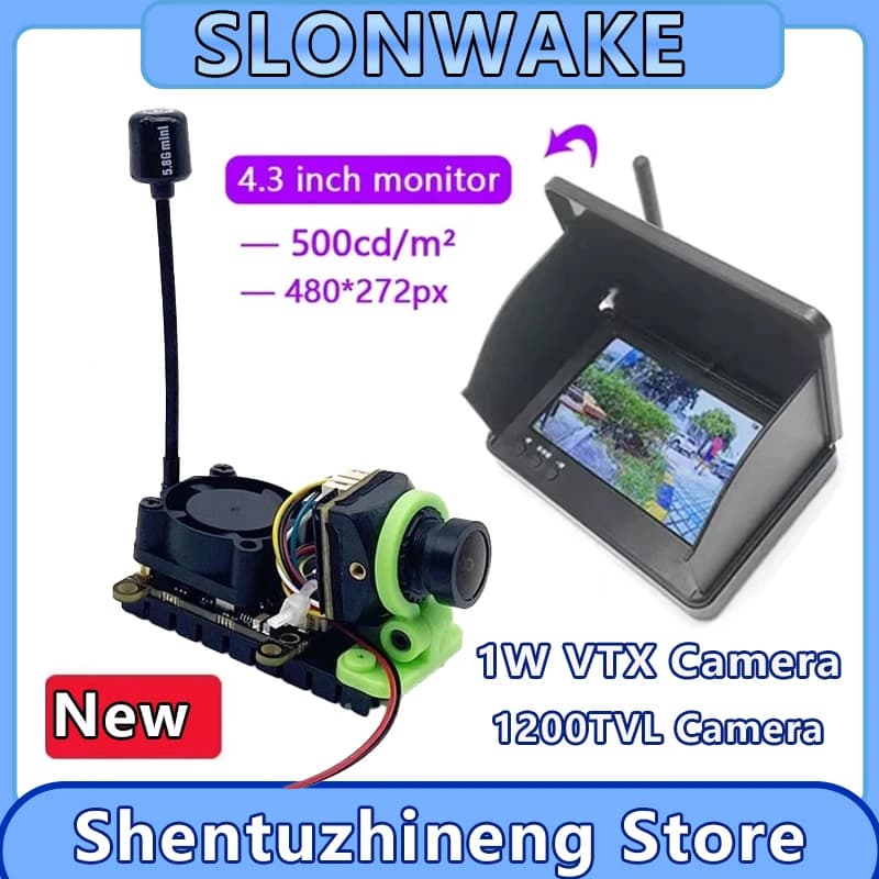 New FPV System 5.8G VTX 1000mW VTX Transmitter Camera CMOS 1200TVL+ 4.3 Inch FPV Monitor 480x272 Build-in Battery Video Screen