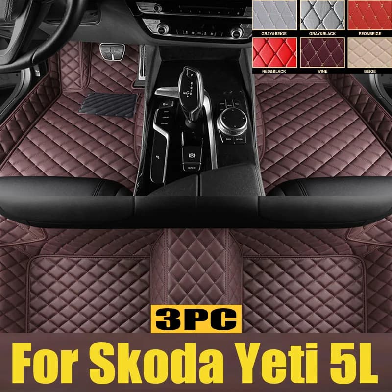 Car Mats For Skoda Yeti 5L 2010~2017 Leather Floor Mat Auto Carpets Rugs Anti Dirt Pad Car trunk mat Interior Parts 2011 2012