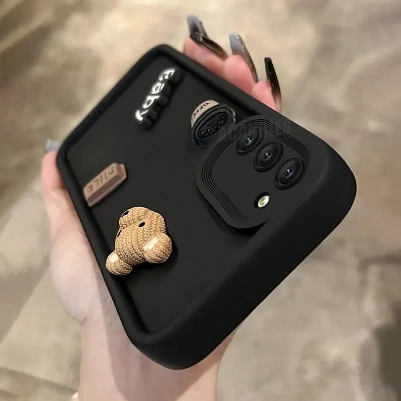 S 21 22 23 24 Cute 3D Bear Cartoon Silicone Case For Samsung Galaxy S21 S22 S23 Fe S24 Plus Ultra Soft Matte Cover S23fe S20fe