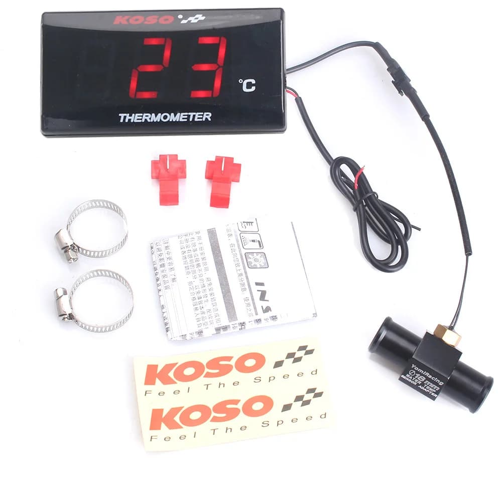 Universal Motorcycle Thermometer Instruments Water Temp Temperature Digital Display Meter Gauge Sensor Adapter For KOSO