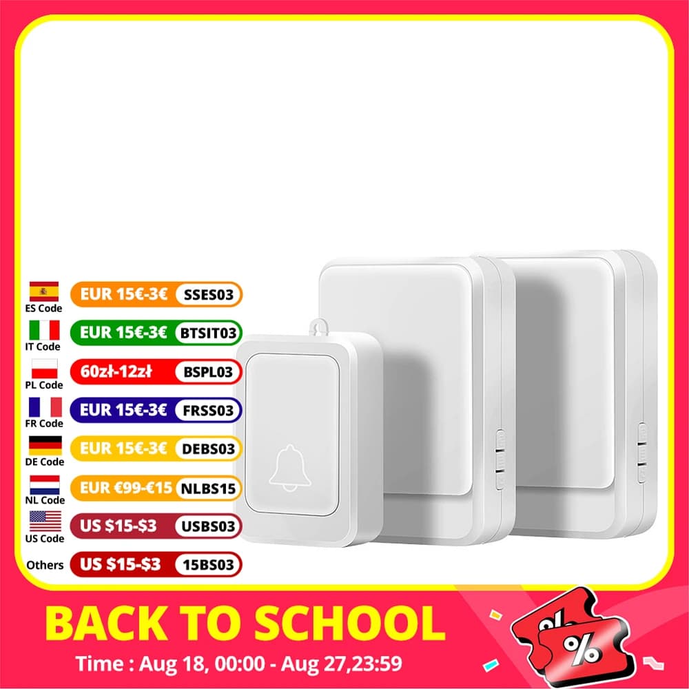 Wireless Remote Doorbell with Flashing Lights and Music for Deaf Individuals and Safety-minded People