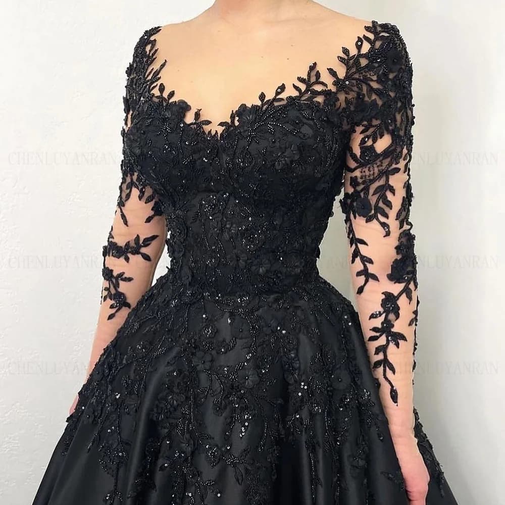 Customized Exquisite Bead Formal Occasion Dresses Long Sleeves Long Party Dress Satin Sexy Evening Gowns فساتين مناسبة رسمية