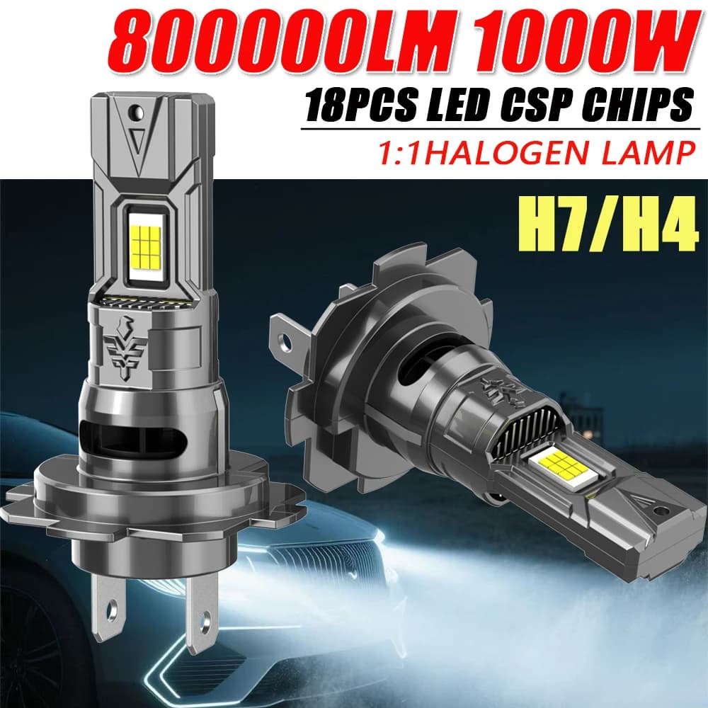 H7 H4 Led Canbus Lights 1:1 Mini Size Car Headlight With Fan 800000LM Super Bright Wireless Turbo Fog Bulb 6000K Automobile Lamp