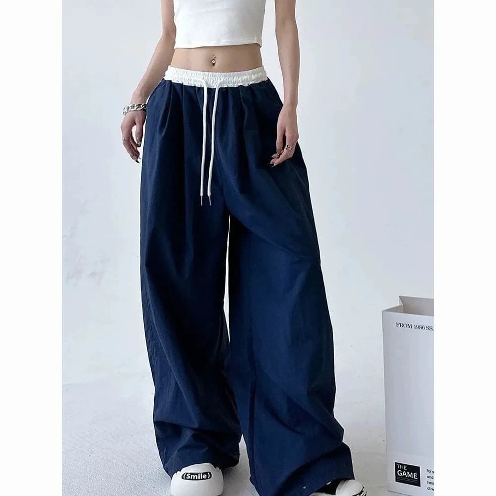 High Street Women's Wide Leg Pants Drawstring Y2K Gothic Hip Hop Lady's Cargo Pants Hotsweet Matching Female Trousers Summer New