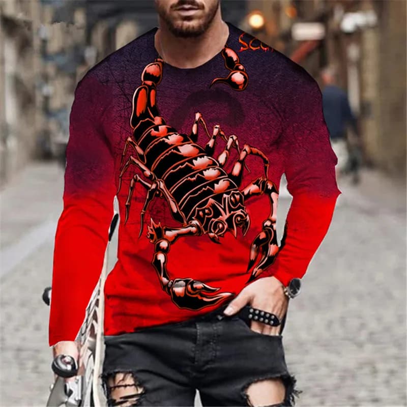Fashion Animal Scorpion Pattern 3D Print T-Shirt Men Women Casual Long Sleeve T Shirts Oversized Harajuku Tees Tops Man Clothing