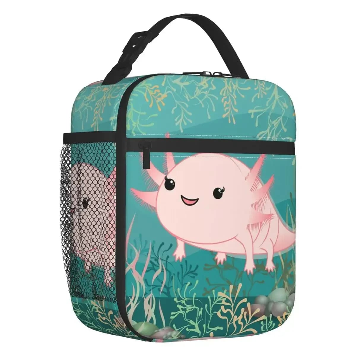 Custom Kawaii Axolotl Lunch Bag Women Cooler Warm Insulated Lunch Boxes for Kids School Children