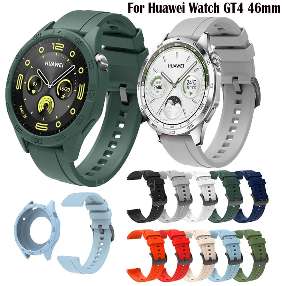 22mm Watchband For Huawei Watch GT 4 46mm Strap SmartWatch Wristbands Bracelet For Huawei GT4 46mm Band Silicone Same Color Case