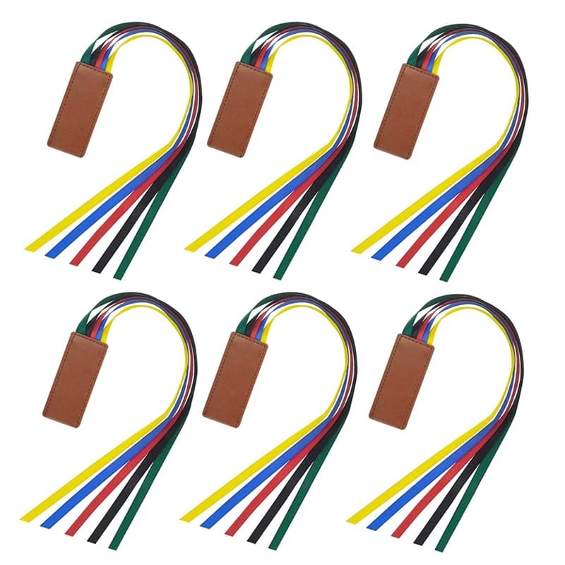 6Pcs Leather Page Bookmark Book Page Bookmark Leatherette Bookmarks With Colorful Ribbon