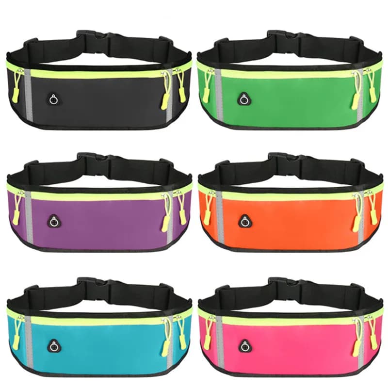 unisex Waist Bag Women Men Sport Running Waterproof Comfortable Gym Safty Reflective Tape Cycling Phone Case Small Hanging Bag