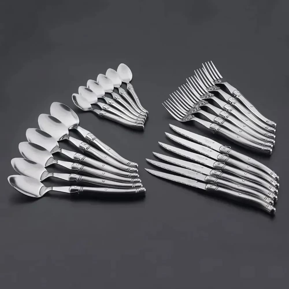 24pcs Silverware Stainless Steel Tableware Set Domestic Dishwasher Safe Dinner Knife Steak Fork Table Spoon Teaspoon Sets