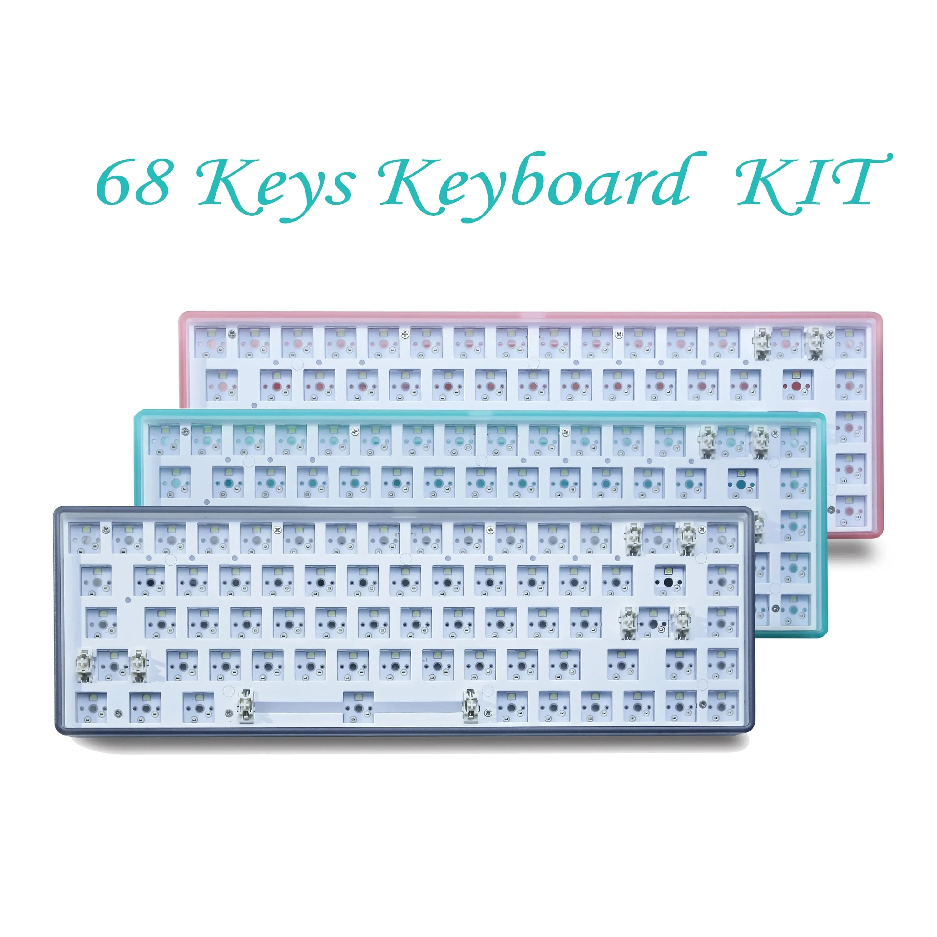 Novice 68key 3-mode Hot Swap White Light Mechanical Keyboard Kit 2.4Ghz Wireless Bluetooth Compatible 3/5 Pins Switch