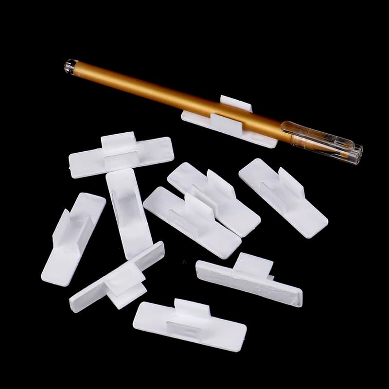 10pcs Self Adhesive Pen Holder Pencil Clip  Desktop Fixed Pen Case Office School Supplies