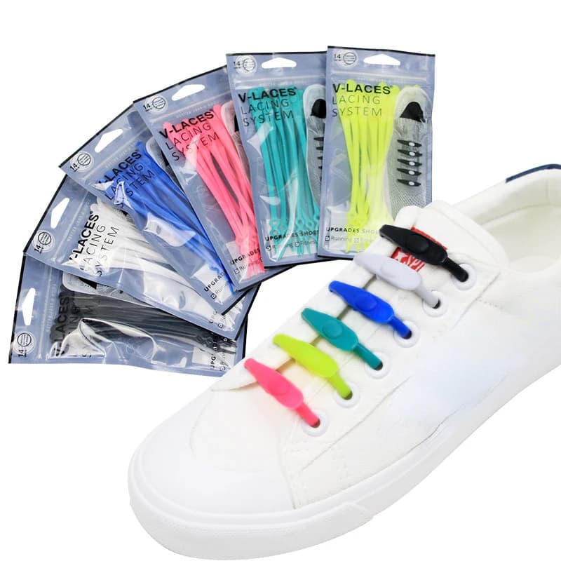 Elastic Waterproof Silicone Shoelaces Creative New Products of The Third Generation Round Toe Double-hole Laces Children Adults