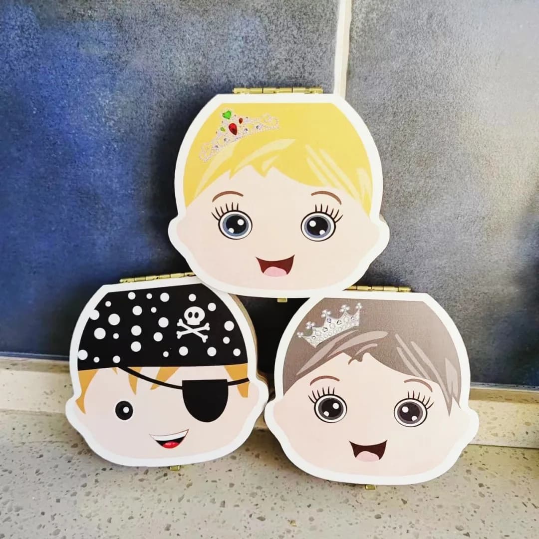 English/Spanish Baby Tooth Box Color Pattern Baby Wood Teeth Box Organizer Milk Teeth Storage Kids Teeth Umbilica Save Gifts