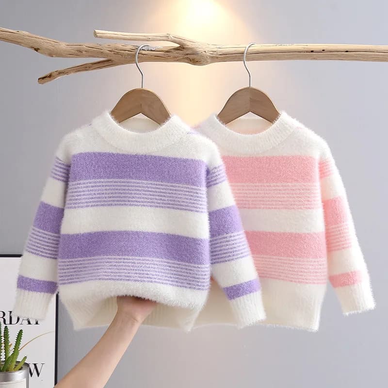 Girls Knitted Sweaters Spring Autumn 2025 Children's Clothes Woolen Jersey Sweater For Baby Outerwear Kids Casual Outfits 4 5 6Y