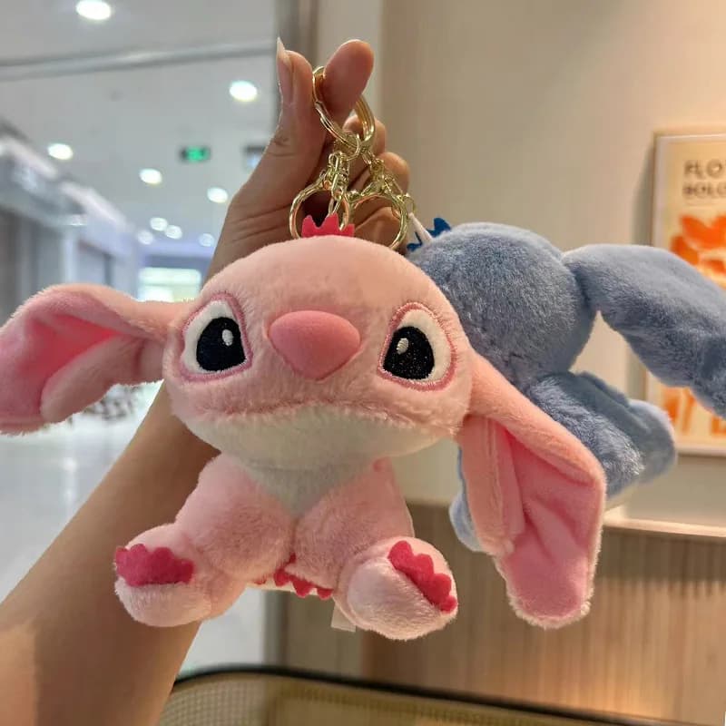 Genuine Disney Stitch Lotso Plush Toys Keychain Pendant Accessories Cute Cartoon Stuffed Doll Key Ring Toys Key Chain Gift