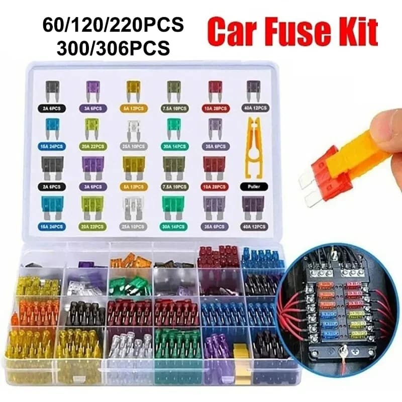Fuse boxes come in various specifications, with 60 and 120PCS not having medium fuses, while 60PCS are packaged in bags