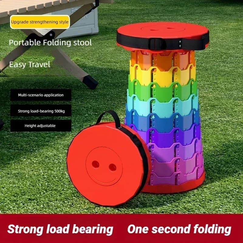 Portable Folding Telescopic Stool Lightweight Plastic Subway Queuing Chair Outdoor Camping Chair Fishing Seat with Carry Bag