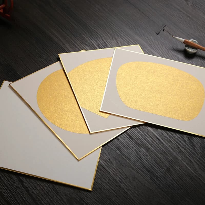 Chinese Painting Hard Card Rice Paper Brush Painting Flowers and Birds   Clay Silver Round Fan-shaped  Thickened Xuan Paper