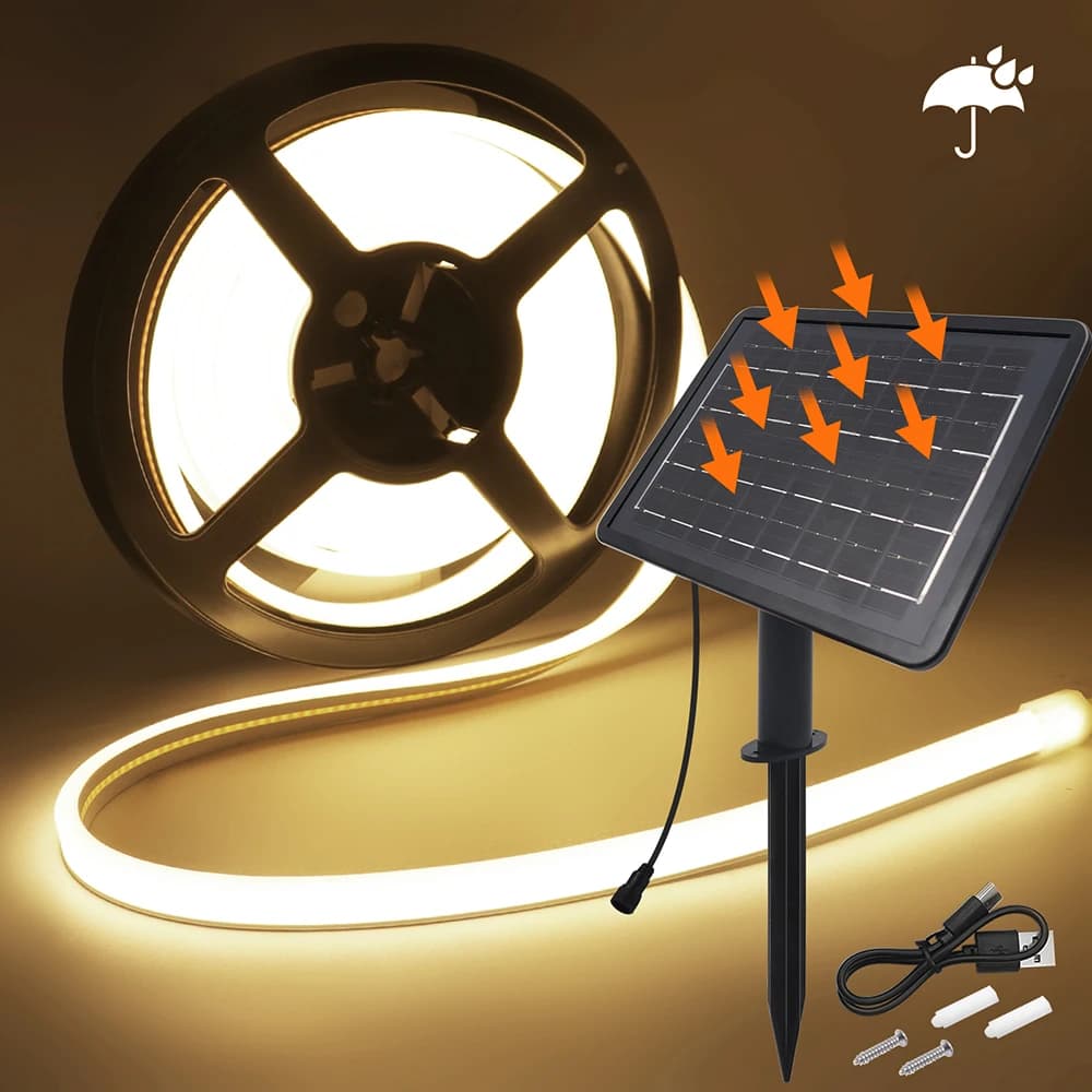 24V LED Neon Light Strip Solar Waterproof 8 Modes 320LEDs/m Flexible Lamp IP68 Party Garden Outdoor Decoration 0.5m 1m 2m 3m 5m