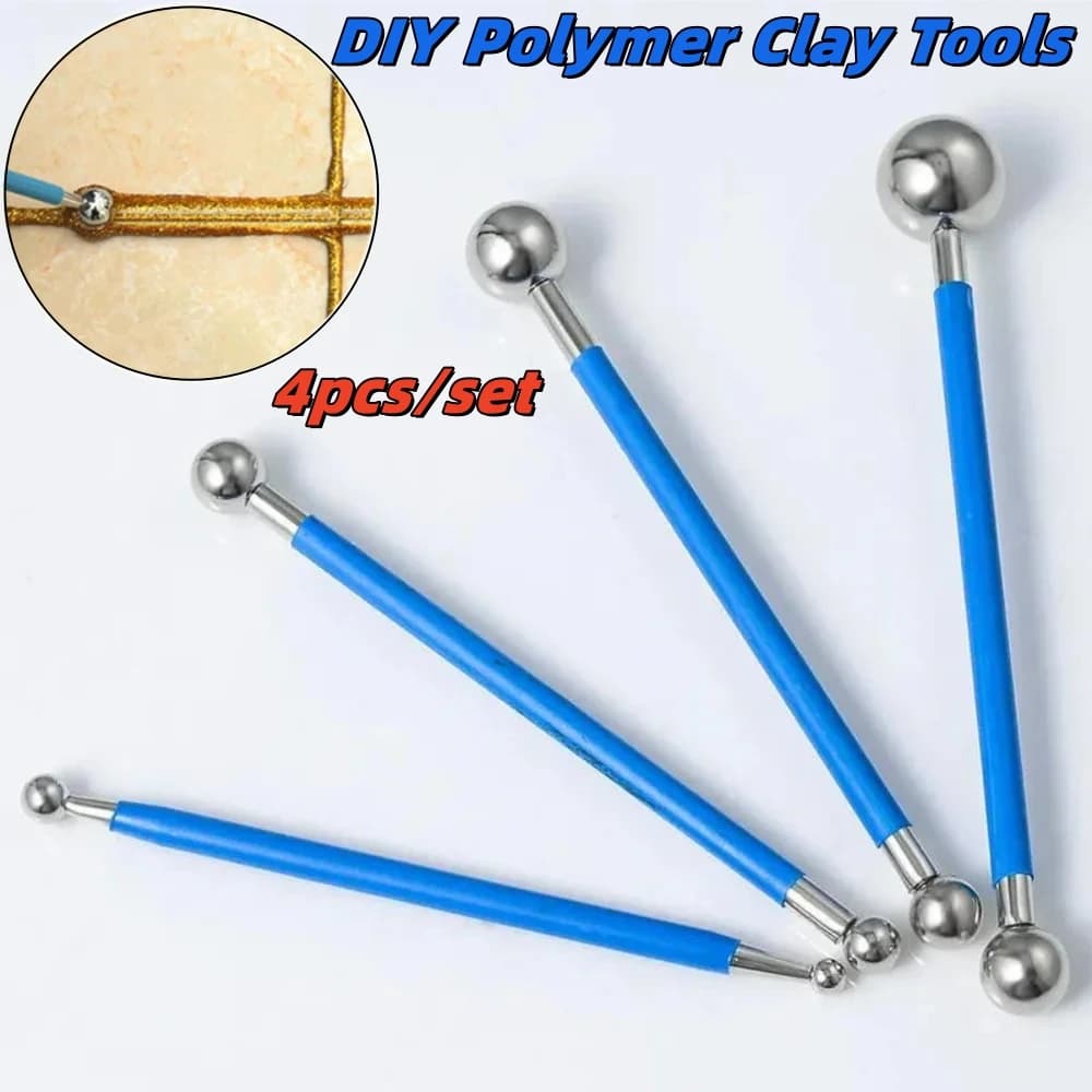 4pcs/set DIY Stainless Steel Tile Grout Ball Floor Seam Pressing Ball Tile Texture Roller Wall Joint Repair Paint Roller Tool