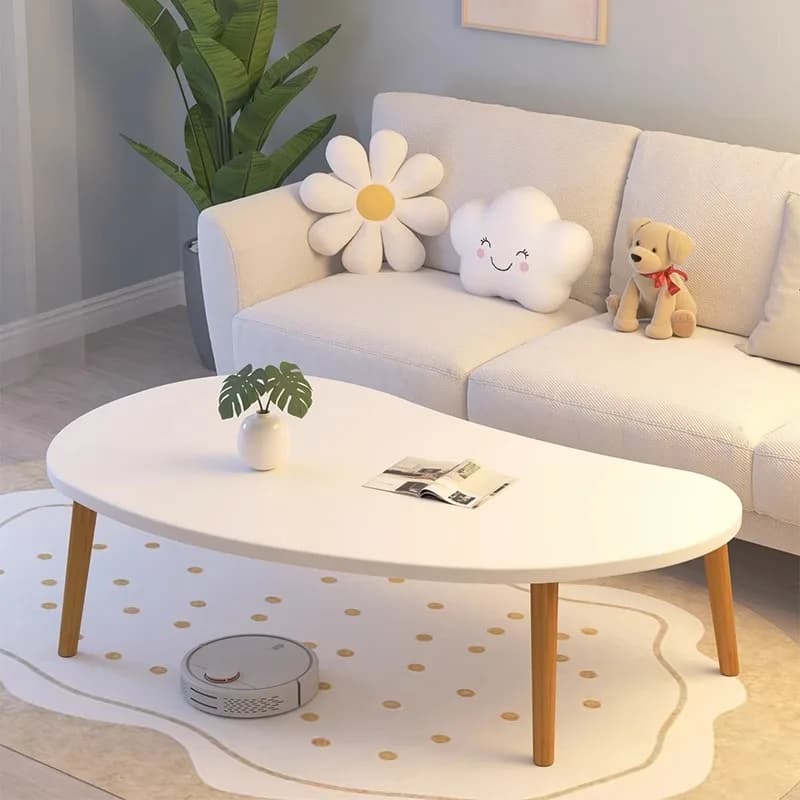 Formwell 70x40cm top Mango-Shaped Oval Coffee Table Tea Table Side Table Sofa Table Accent Table for Living Room easy assembling