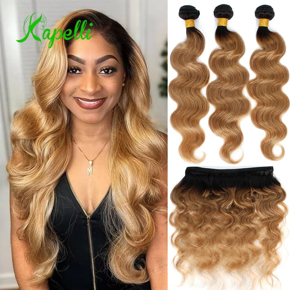 Body Wave Human Hair Bundles Ash Blonde Brazilian Hair Weave Bundles 1/3/4 PCS Human Hair Bundles 8-30"Remy Hair Extensions
