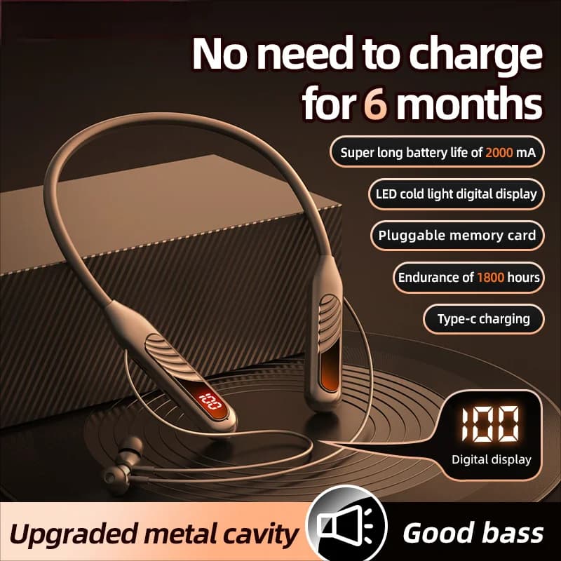 BT8 Wireless Bluetooth Earphones Headphones Outdoor Sports Headset V5.3 Display Button Control Earbuds for Music