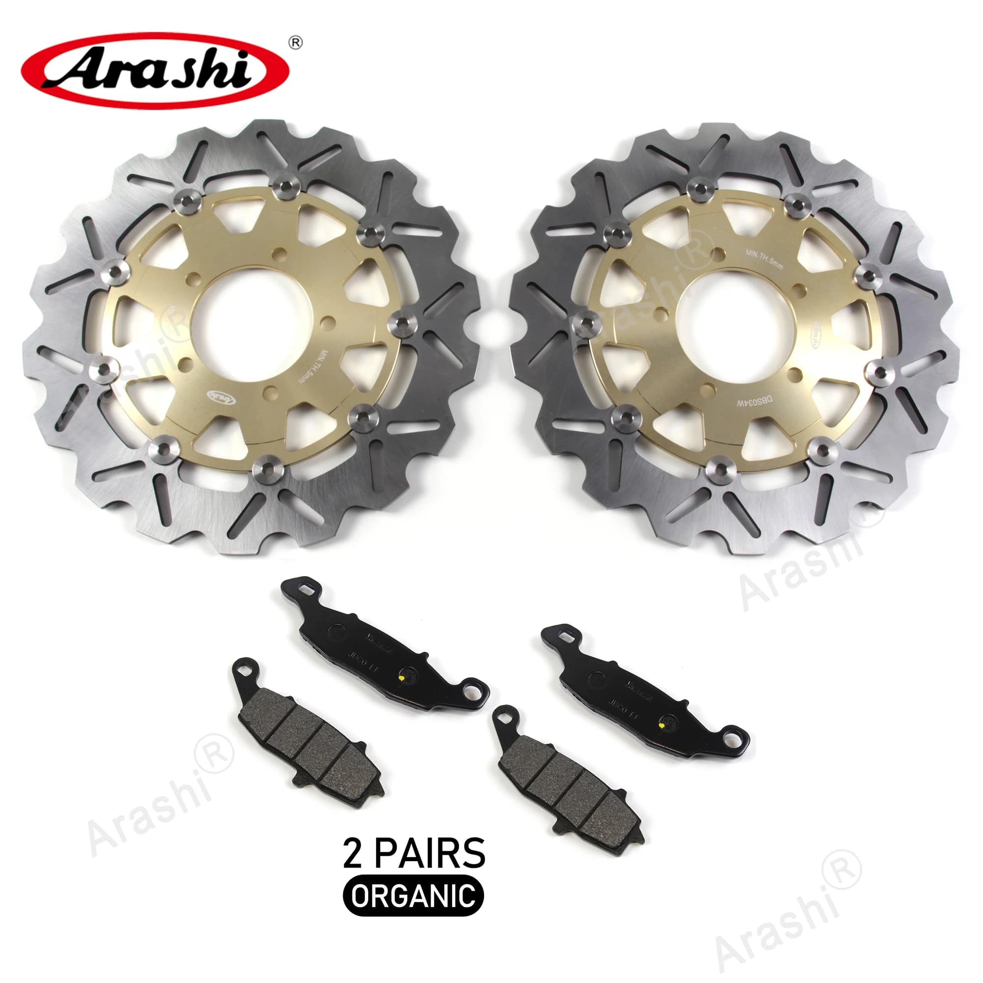 Arashi CNC Floating Front Brake Disc Disk Brake Pads For KAWASAKI ER6N ER-6N 650 2012 2013 2014 2015 Motorcycle Organic Pad