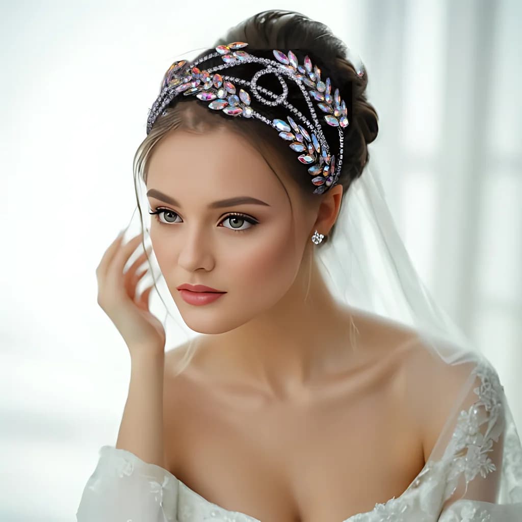 Bohemian Phantom Color Crystal Crown Hair Accessories Bridal Wedding Party Wearing Elegant Women Headdress Bridesmaid Gift HP709