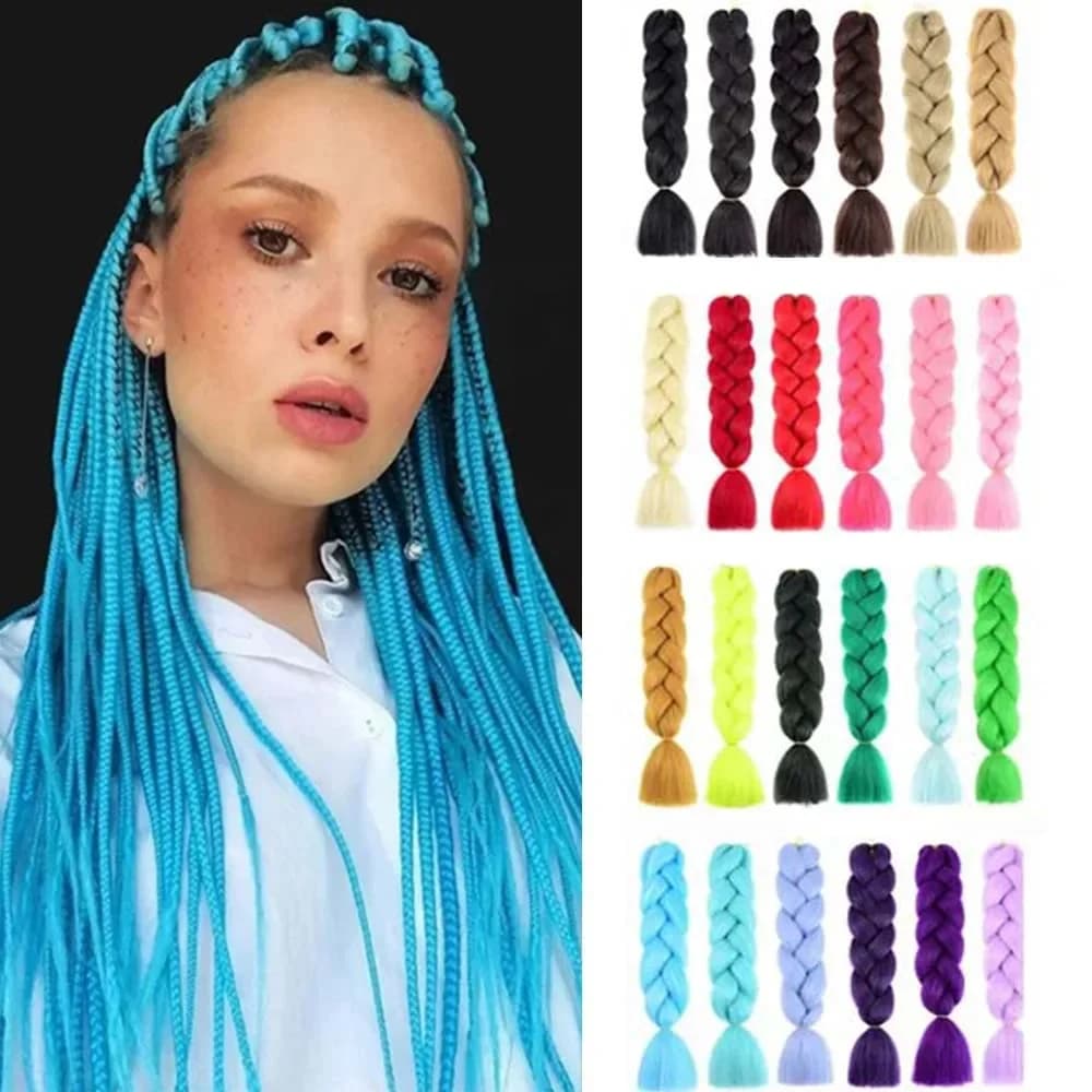 Synthetic Jumbo Braiding Hair Ombre Rainbow Hair Extensions DIY Jumbo Hair Box Braids Hairpieces