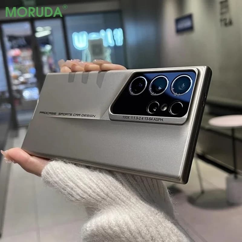 Matte Ultra Thin Blade Mecha PC Hard Phone Case for Samsung Galaxy S22 S23 S24FE S25 Plus Ultra Lens Protection Shockproof Cover